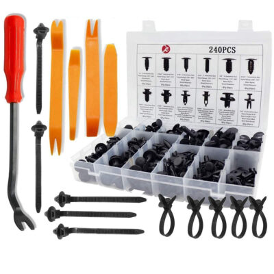 KCRTEK 245pcs Car Plastic Bumper Retainer Rivets Clips and Fasteners Push Retainer Kit for Door Trim Panel Fender Auto Push Pin Set