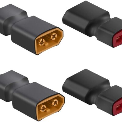 4Pcs XT60 Male to Deans Plug Female T, Connector Adapter Wireless for Traxxxss,Brushless SCT,Lipo Slash Wireless RC LiPo Battery Connectors by KCRTEK